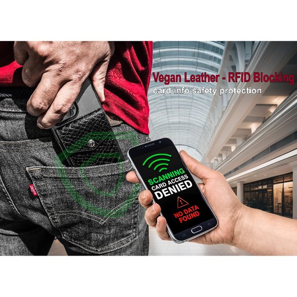 AR Allure Stick on Card Holder for Back of Phone RFID Blocking, Pack of 2, Black - Picture 7 of 8